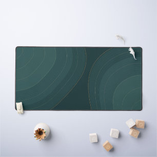 Deep Teal Topographic Coastal Contours Desk Mat