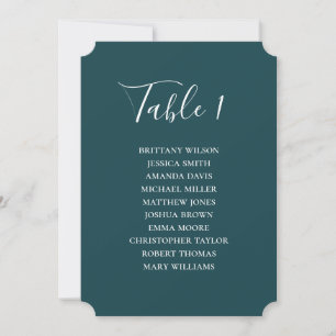 Deep Teal Wedding Seating Chart   Elegant Classic Invitation