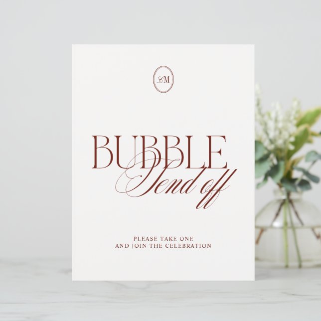 Deep Terracotta Bubble Send Off Wedding Sign (Standing Front)