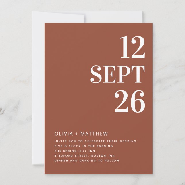 Deep Terracotta Fall Wedding | Autumn Photo & QR Invitation (Front)