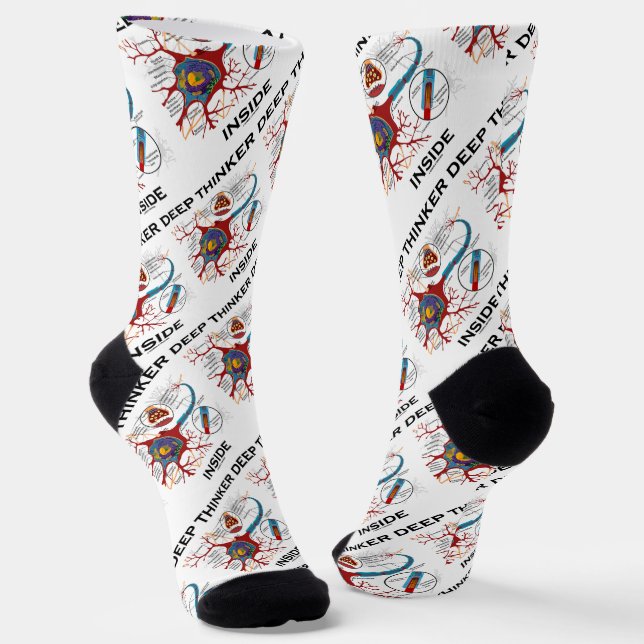 Deep Thinker Inside Neuron Synapse Geek Attitude Socks (Angled)