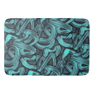 deep thought - black and teal : bath mat