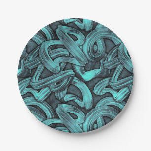 deep thought - black and teal : paper plate