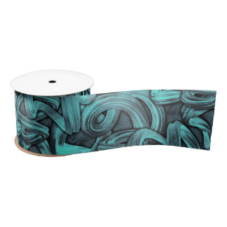 deep thought - black and teal : satin ribbon