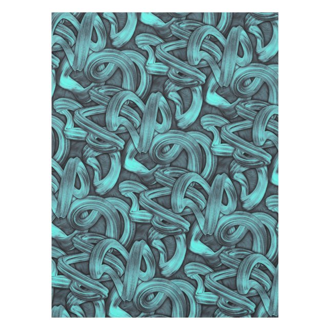 deep thought - black and teal : tablecloth (Front)