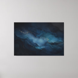 Deep Tide Teal Gold Ocean Abstract Canvas Print