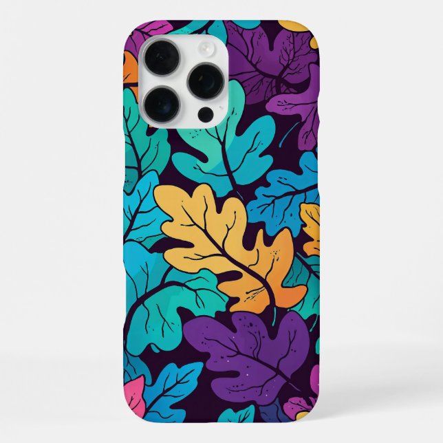 Deep Toned Oak Leaves Colourful Autumn Pattern iPhone Case (Back)