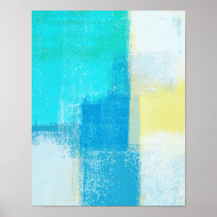 'Deep' Turquoise Abstract Art Painting Poster
