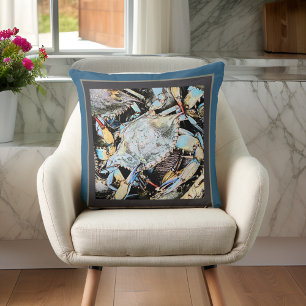 Deep Turquoise and Grey Crabby Crab Pillow