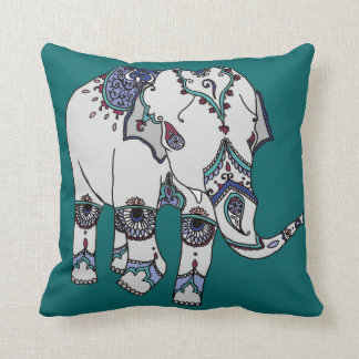 Deep Turquoise Embellished Elephant Cushion