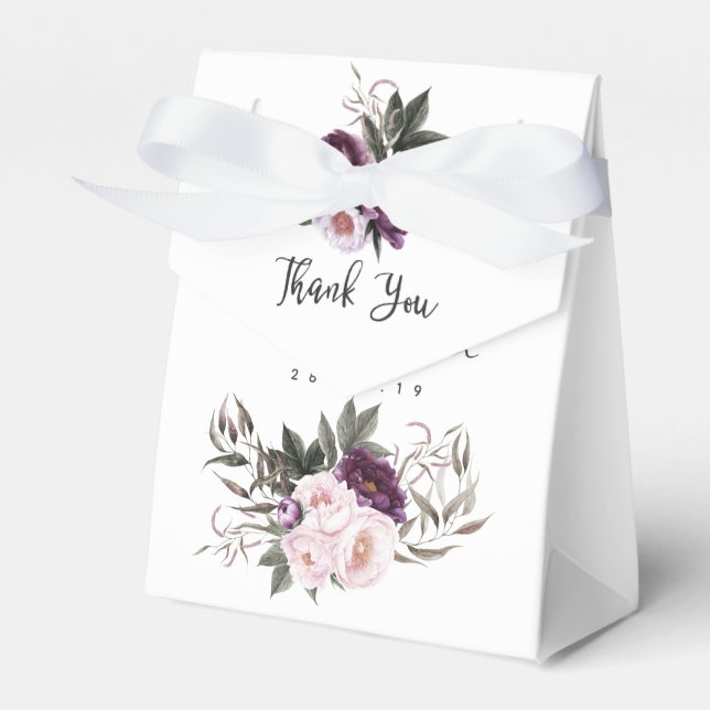 Deep Velvet Floral Baby Shower Thank You Favour Box (Front Side)