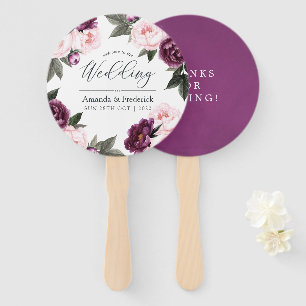 Deep Velvet Floral Wedding Favour Hand Fan