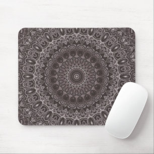 Deep Velvet Watercolor Mandala in Shades of Brown Mouse Mat