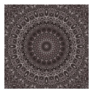 Deep Velvet Watercolor Mandala in Shades of Brown Poster