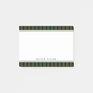 Deep Vintage Striped Green Pattern Custom Post-it Notes