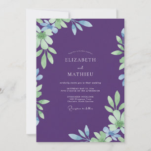 Deep Violet Foliage Eucalyptus Wedding Invitation