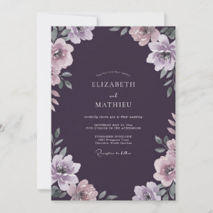 Deep Violet Painted Wedding Invitation