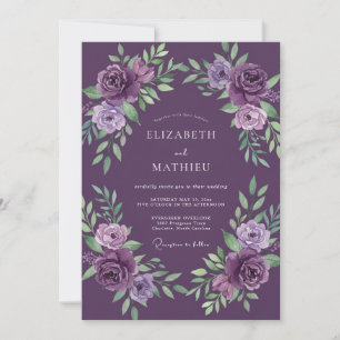 Deep Violet Petal Wedding Invitation