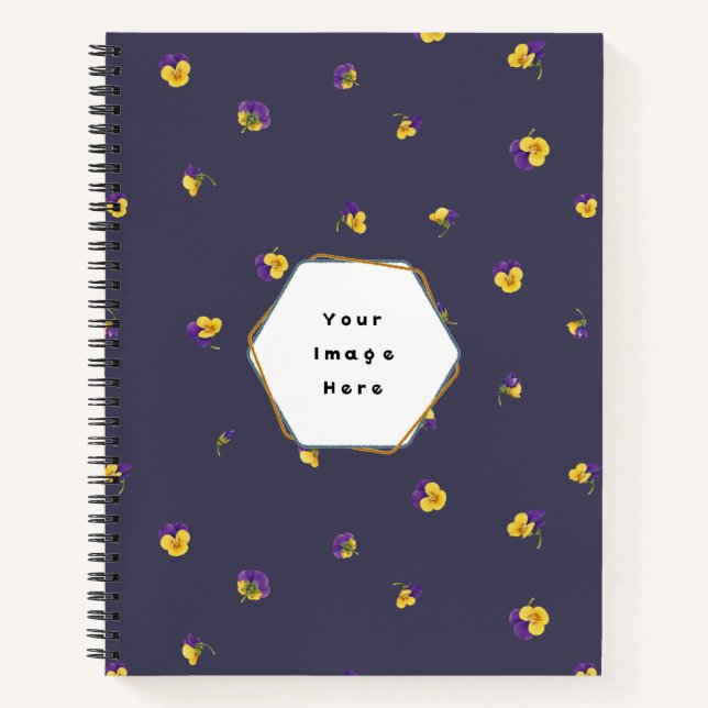 Deep Violet Purple Yellow Viola Floral Pattern Notebook (Front)