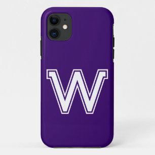 Deep Violet Solid Colour   Minimalist Monogram iPhone 11 Case