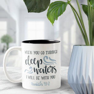 Deep Waters   Encouraging Bible Verse Gift Two-Tone Coffee Mug