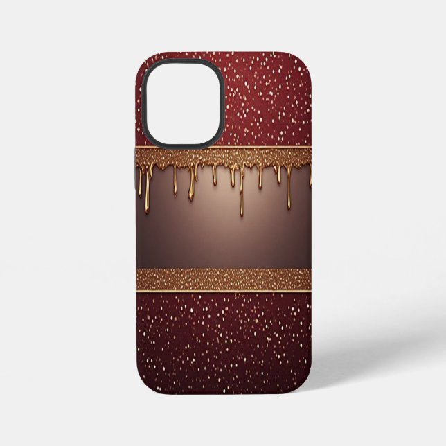🍷 Deep Wine Drip Elegance Over Golden Glitter ✨💎 iPhone Case (Back)
