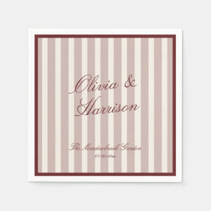 Deep Wine Old Money Striped Wedding Napkins