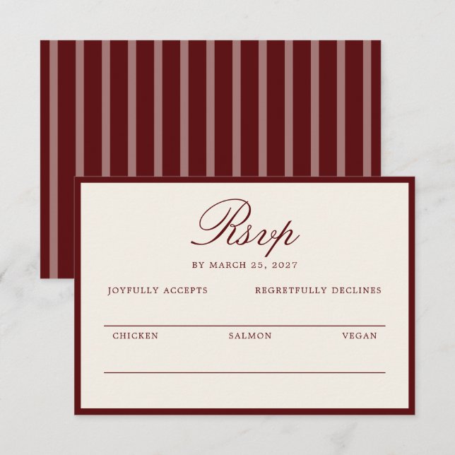 Deep Wine Old Money Wedding RSVP Card (Front/Back)
