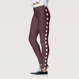 Deep Wine Red Neutral Polka Dot Pattern Customised Leggings
