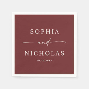 Deep Wine Red Wedding Elegant Minimalist Fall Napkin