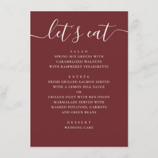 Deep Wine Red Wedding | Modern Romantic Evening Menu
