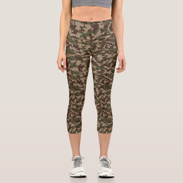 Deep Wood Camouflage  Capri Leggings (Front)