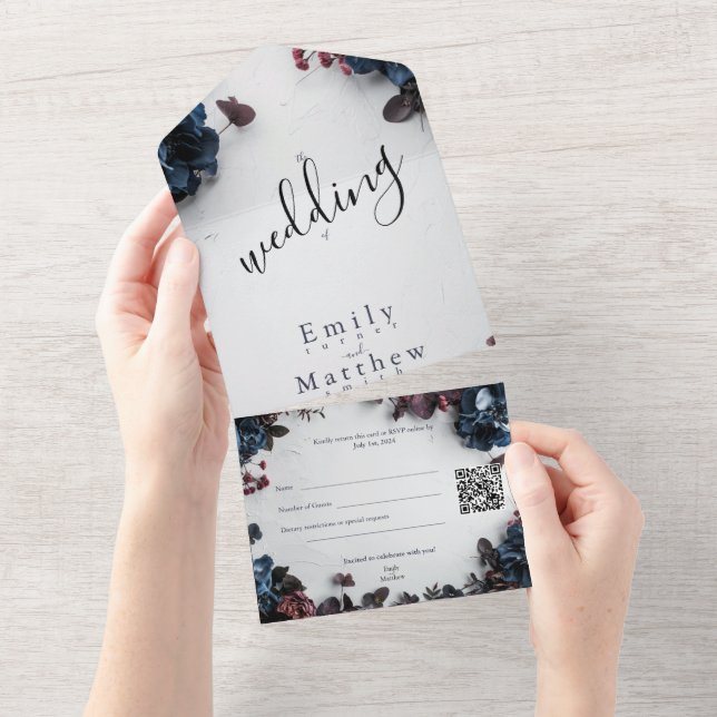 Deep Woodland Romance Wedding All In One Invitation (Tearaway)