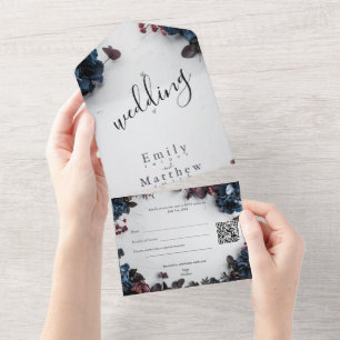 Deep Woodland Romance Wedding All In One Invitation