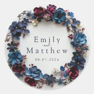 Deep Woodland Romance Wedding Classic Round Sticker