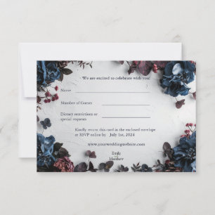 Deep Woodland Romance Wedding RSVP Card