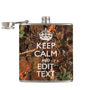 Deep Woods Camouflage Keep Calm Have Your Text Hip Flask