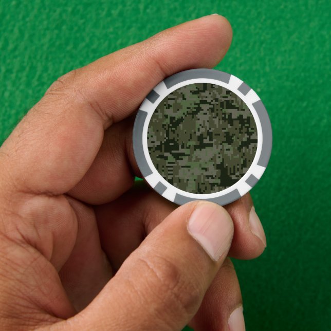 Deep Woods Digital Green Camo Background Poker Chips (Hand)