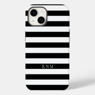 Deepest Black Stripes Name or Monogram iPhone 14 Case