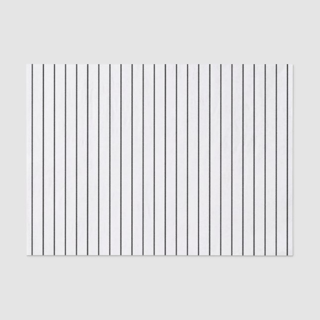 Deepest Black Thin Pin Stripe on White Pattern Tissue Paper (Front)