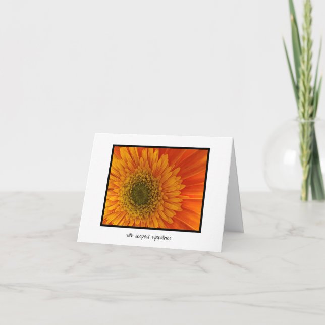 Deepest Sympathies Vibrant Orange Gerbera Daisy Card (Front)