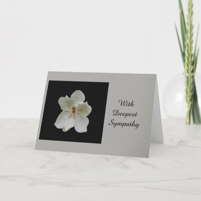 Deepest Sympathy card with white Magnolia (Front)