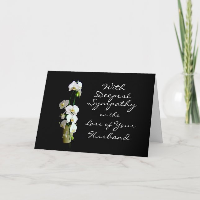 Deepest Sympathy Husband White Orchids Card (Front)