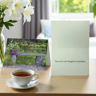Deepest Sympathy Scenic Floral Rustic Bench Custom Card