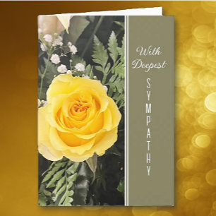 Deepest Sympathy yellow rose greeting Card