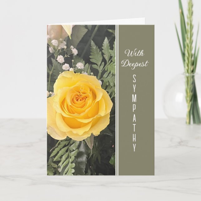 Deepest Sympathy yellow rose greeting Card (Front)