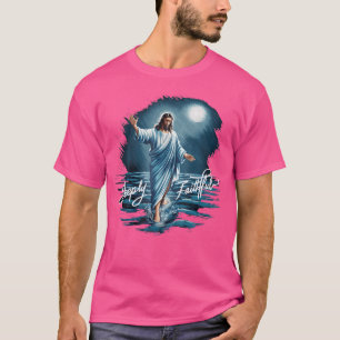 Deeply Faithful Jesus Walking On Water Work Miracl T-Shirt