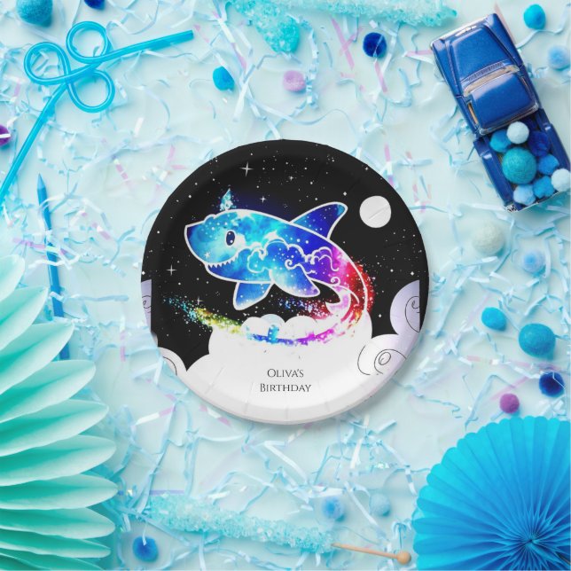 Deepsea Magical Simple Shark Birthday Paper Plate (Party)