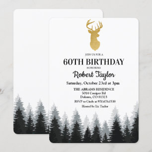Deer Adult Birthday Party Forest Tree Invitation
