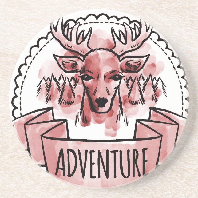 Deer Adventure Badge Coaster (Front)